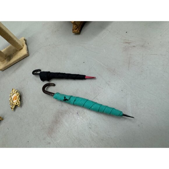 Miniature Dollhouse Accessory Set: Globe Grandfather Clock Birdcage Vases Umbrel - Picture 3 of 7